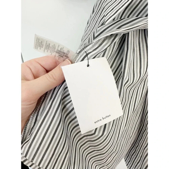 Calvin Klein Striped Shirt Dress 100% Cotton White and Gray Size 14 - Picture 12 of 12